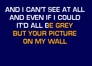 AND I CAN'T SEE AT ALL
AND EVEN IF I COULD
ITD ALL BE GREY
BUT YOUR PICTURE
ON MY WALL