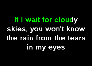 If I wait for cloudy
skies, you won't know

the rain from the tears
in my eyes