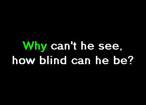 Why can't he see,

how blind can he be?