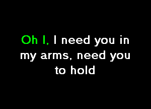 Oh I, I need you in

my arms. need you
to hold