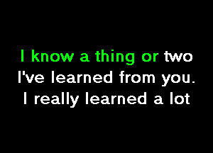 I know a thing or two

I've learned from you.
I really learned a lot