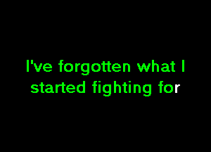 I've forgotten what I

started fighting for