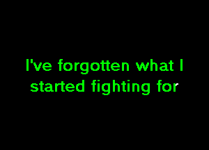 I've forgotten what I

started fighting for