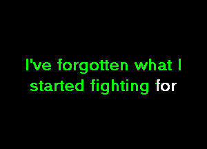 I've forgotten what I

started fighting for