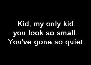 Kid, my only kid

you look so small.
You've gone so quiet