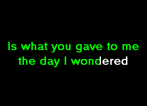 Is what you gave to me

the day I wondered