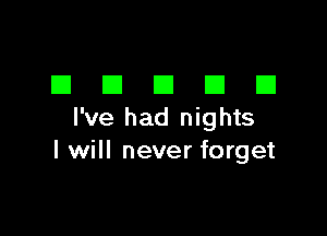 EIEIEIEIEI

I've had nights
I will never forget