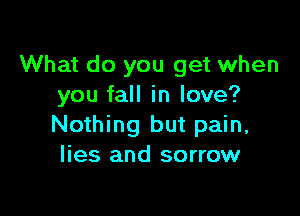 What do you get when
you fall in love?

Nothing but pain,
lies and sorrow