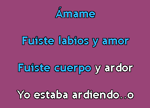 Amame

Fuiste labios y amor

Fuiste cuerpo y ardor

Yo estaba ardiendo..o