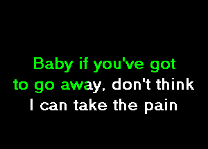 Baby if you've got

to go away, don't think
I can take the pain