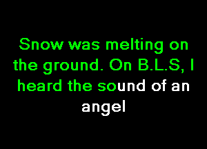 Snow was melting on
the ground. On B.L.S, I

heard the sound of an
angel
