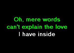 Oh, mere words

can't explain the love
I have inside