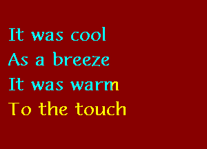 It was cool
As a breeze

It was warm
To the touch