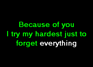 Because of you

I try my hardest just to
forget everything