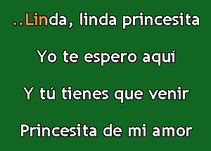 ..Linda, linda princesita
Yo te espero aqui
Y to tienes que venir

Princesita de mi amor