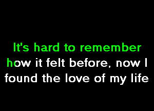 It's hard to remember

how it felt before, now I
found the love of my life