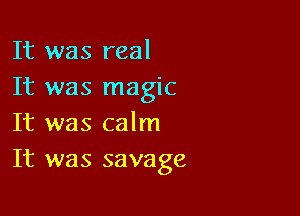 It was real
It was magic

It was calm
It was savage
