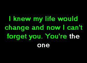 I knew my life would
change and now I can't

forget you. You're the
one