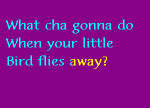 What cha gonna do
When your little

Bird flies away?