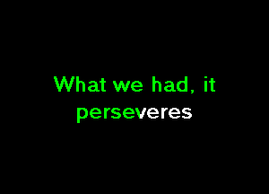 What we had, it

perseveres