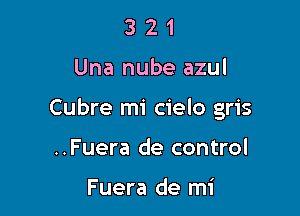 321

Una nube azul

Cubre mi cielo gris

..Fuera de control

F uera de mi