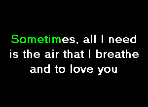 Sometimes, all I need

is the air that I breathe
and to love you