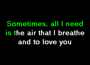 Sometimes, all I need

is the air that I breathe
and to love you