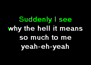 Suddenly I see
why the hell it means

so much to me
yeah-eh-yeah