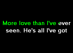 More love than I've ever

seen. He's all I've got