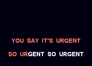 YOU SAY IT'S URGENT

SO URGENT SO URGENT