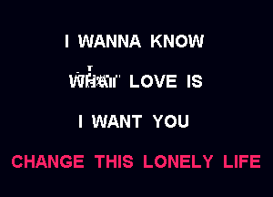 I WANNA KNOW

Wiimr LOVE IS

I WANT YOU