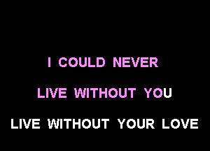 I COULD NEVER

LIVE WITHOUT YOU

LIVE WITHOUT YOUR LOVE