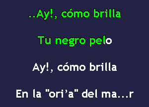 ..Ay! , c6mo brilla

Tu negro pelo

Ay! , c6mo brilla

En la orPa del ma...r