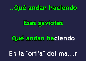 ..Que'3 andan haciendo
Esas gaviotas
Que'z andan haciendo

E1 la orPa del ma...r