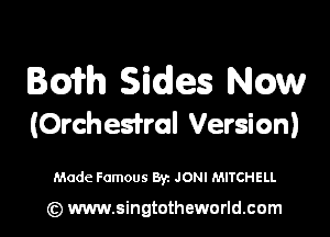 lml'm Sides Now

(Orch astral Version)

Made Famous Byz JONI MITCHELL

(c) www.singtotheworld.com