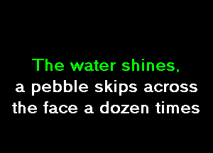 The water shines,
a pebble skips across
the face a dozen times