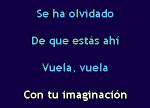 Se ha olvidado
De que esws ahi

Vuela, vuela

Con tu imaginacic'm