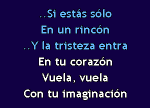 ..Si estziis s6lo
En un rincc'm
..Y la tristeza entra

En tu corazc'm
Vuela, vuela
Con tu imaginacidn