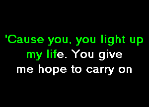 'Cause you, you light up

my life. You give
me hope to carry on