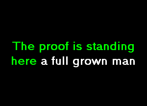 The proof is standing

here a full grown man