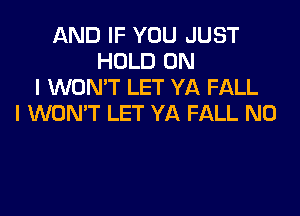 AND IF YOU JUST
HOLD ON
I WON'T LET YA FALL

I WON'T LET YA FALL N0