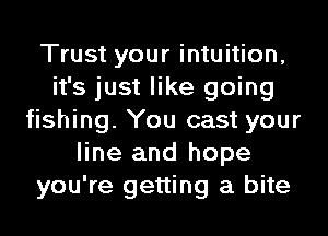Trust your intuition,
it's just like going
fishing. You cast your
line and hope
you're getting a bite
