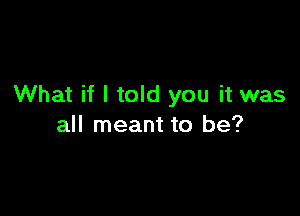 What if I told you it was

all meant to be?