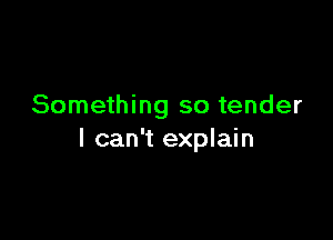 Something so tender

I can't explain
