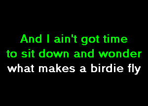 And I ain't got time

to sit down and wonder
what makes a birdie fly