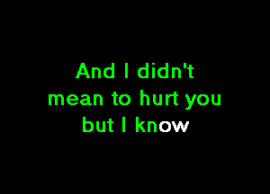 And I didn't

mean to hurt you
but I know