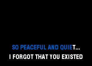 SD PEACEFUL AND QUIET...
I FORGOT THAT YOU EXISTED