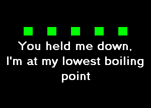 El El E El El
You held me down,

I'm at my lowest boiling
point