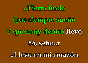 Tierra linda
Que siempre suefto
Y que 1nuy dentro llevo
Si, seflo..r

..Llev0 en mi corazfm