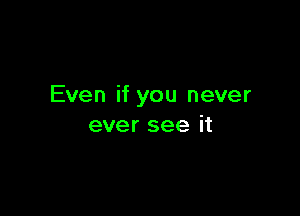 Even if you never

ever see it